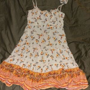 Floral Sundress with Orange Accents
